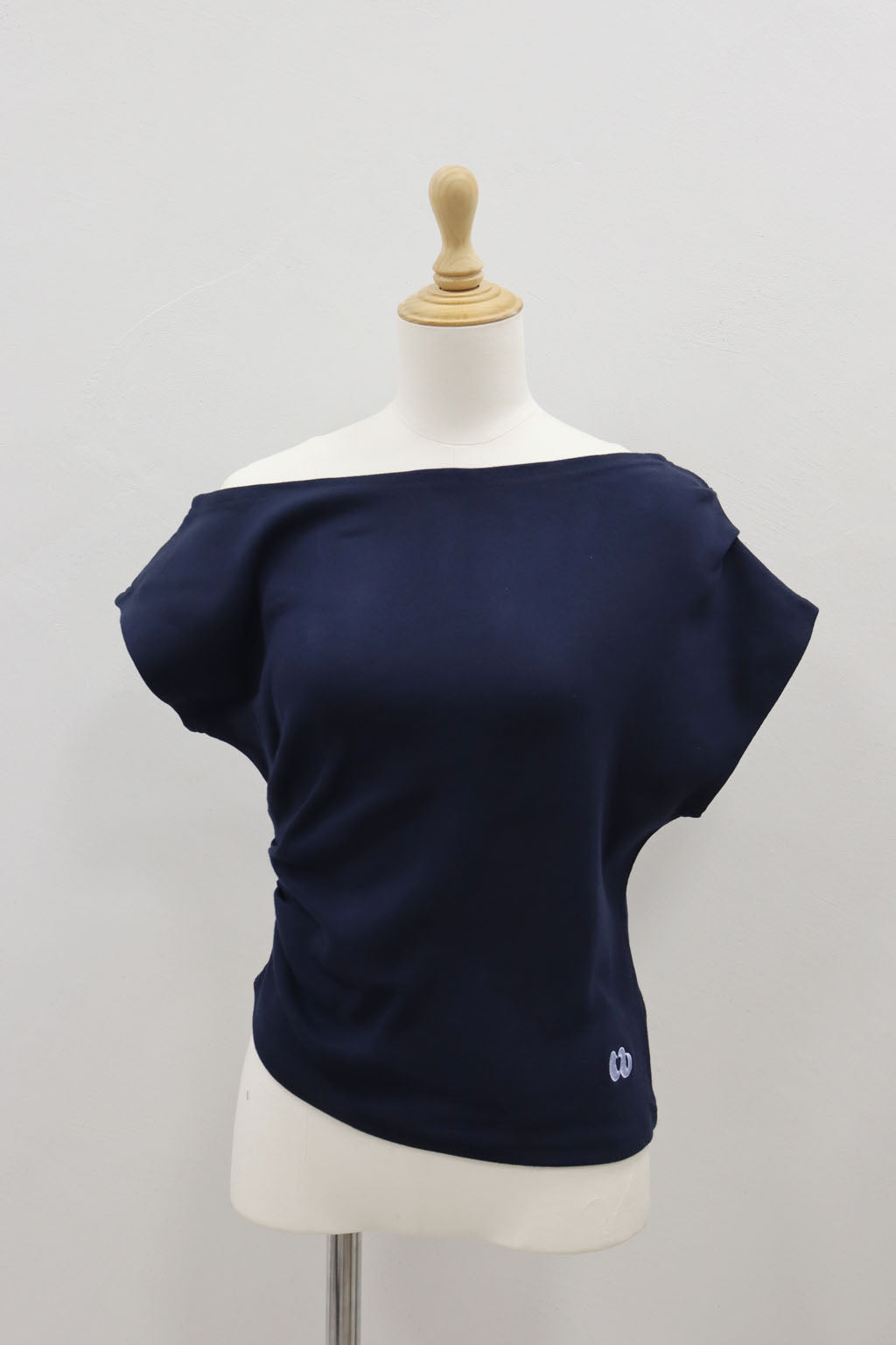 Off-Shoulder Gathered Top Navy