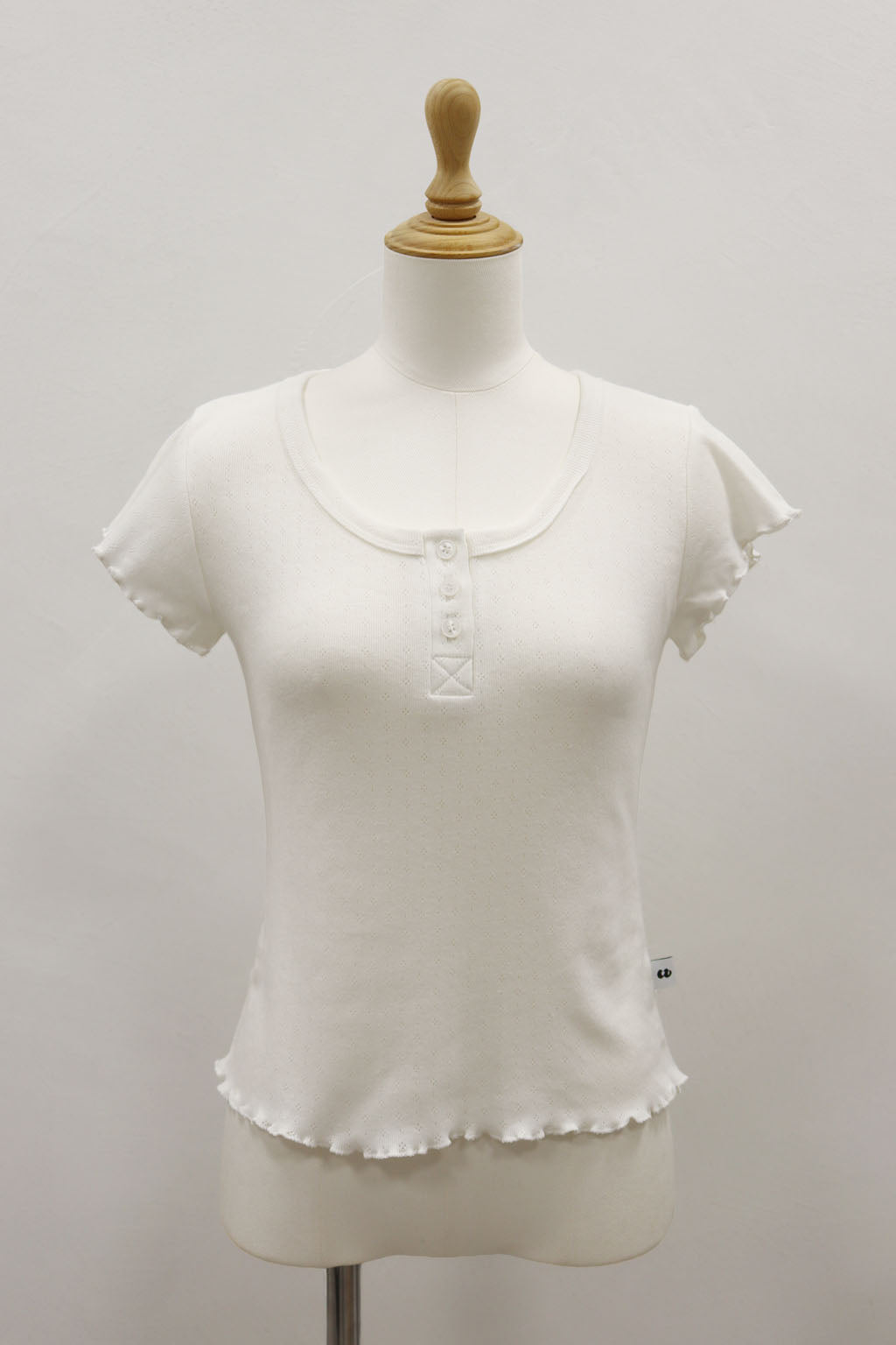 Mellow Hem Henry Neck Top White