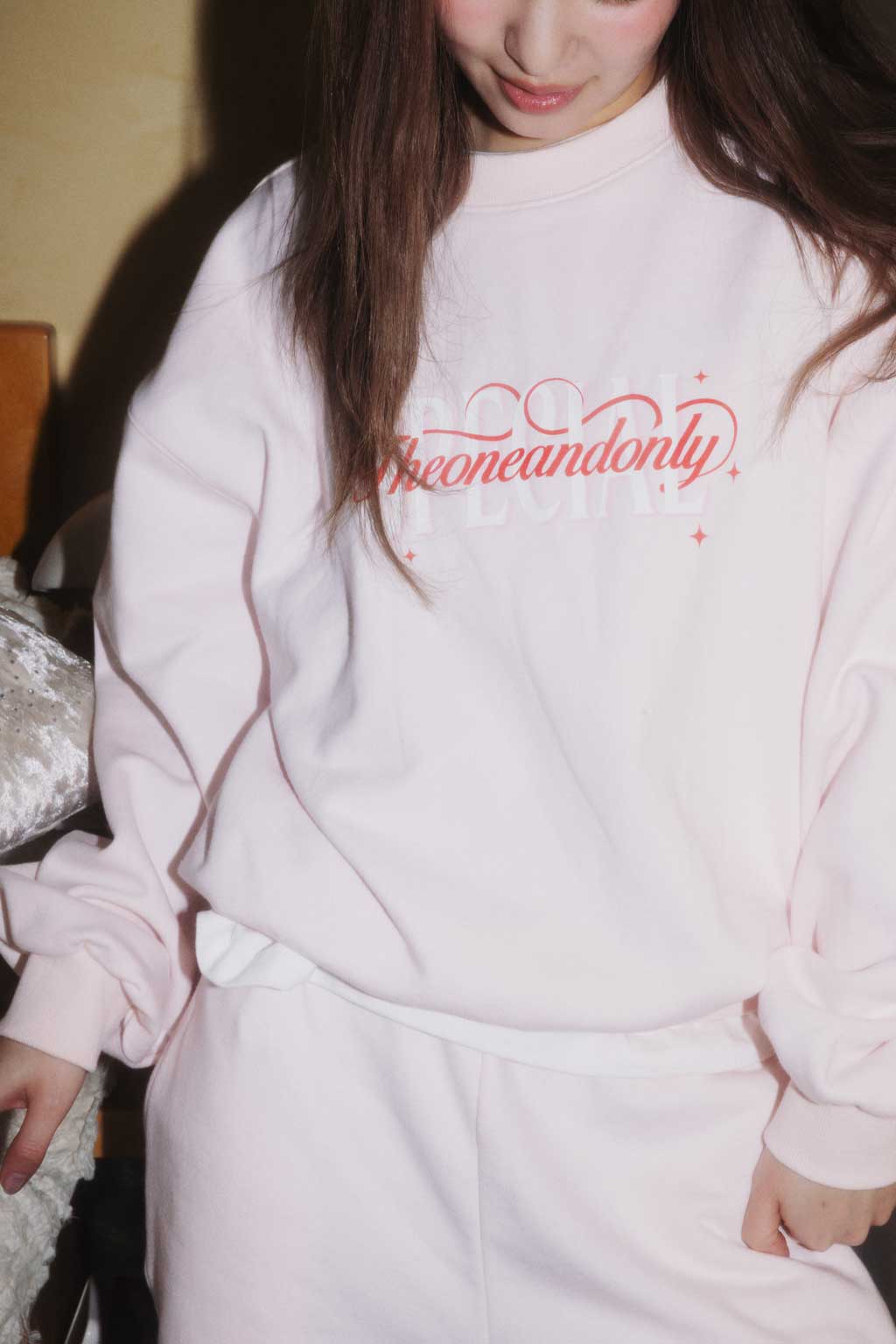 Printed Graphic Crew Neck Sweatshirt Pink