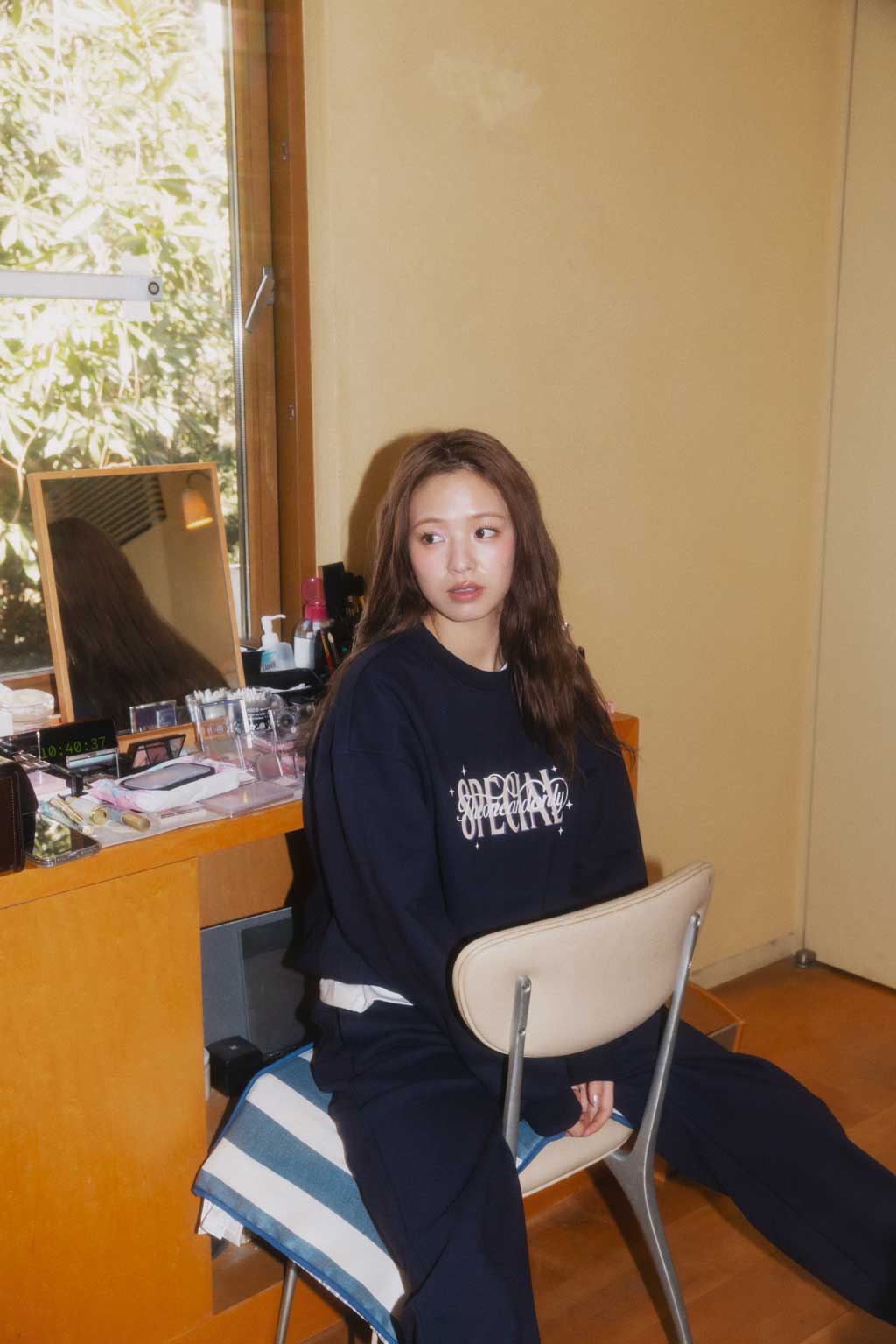Printed Graphic Crew Neck Sweatshirt Navy