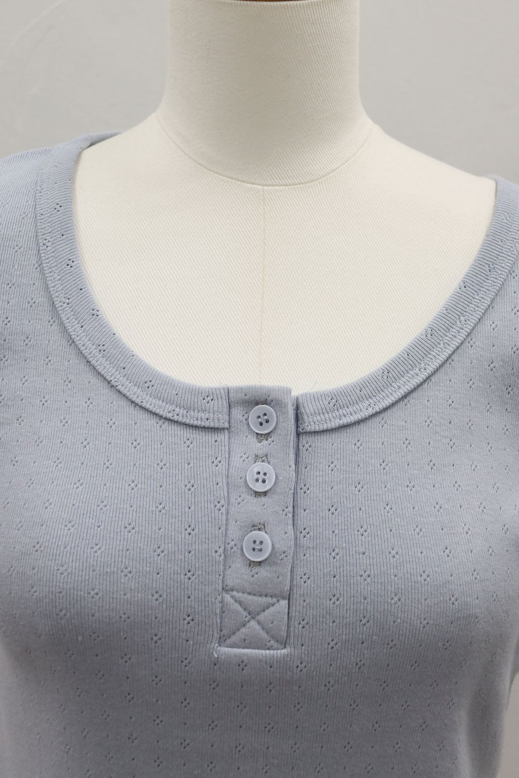 Mellow Hem Henry Neck Top Blue