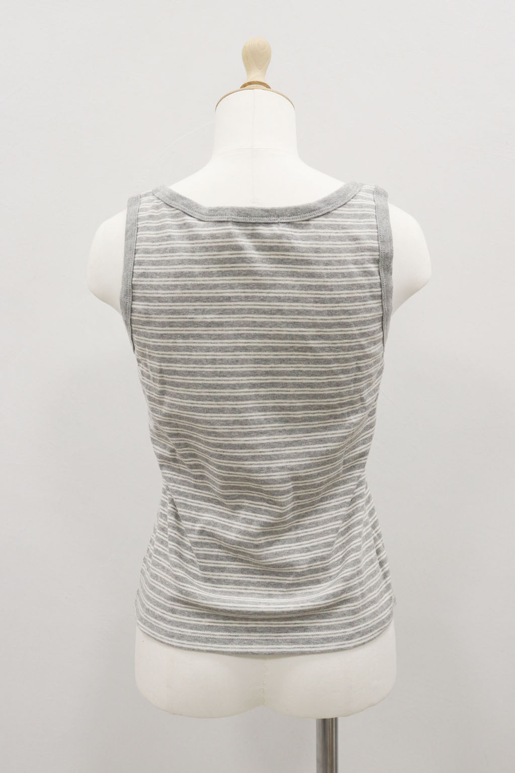 Embroidered Striped Tank Top Gray