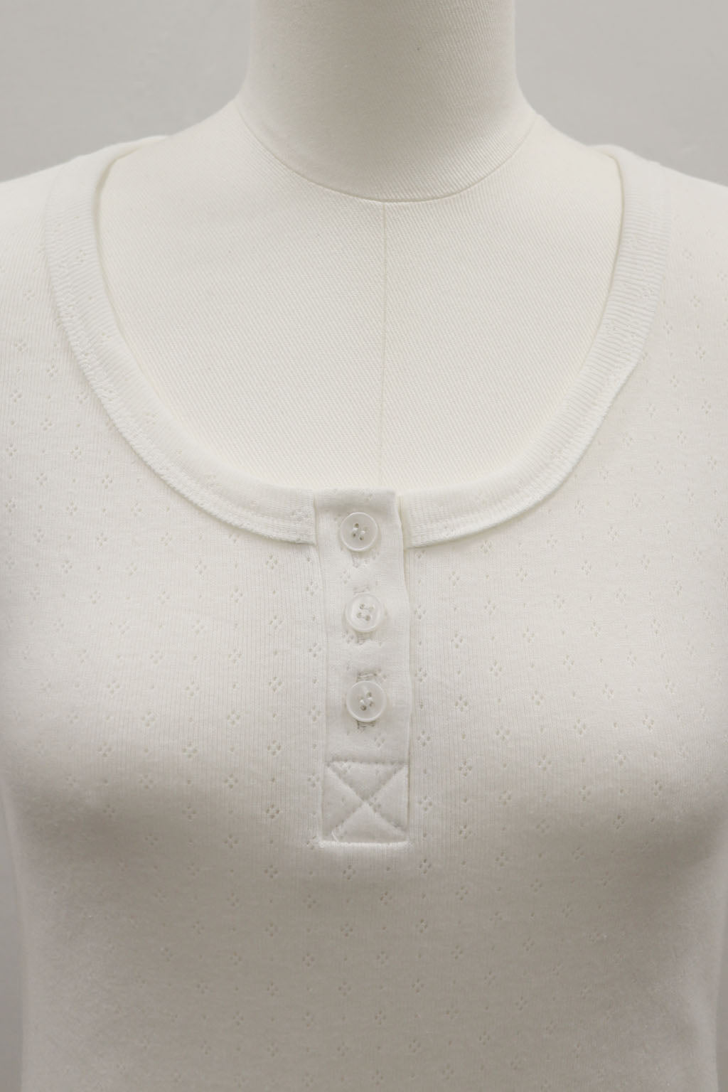 Mellow Hem Henry Neck Top White