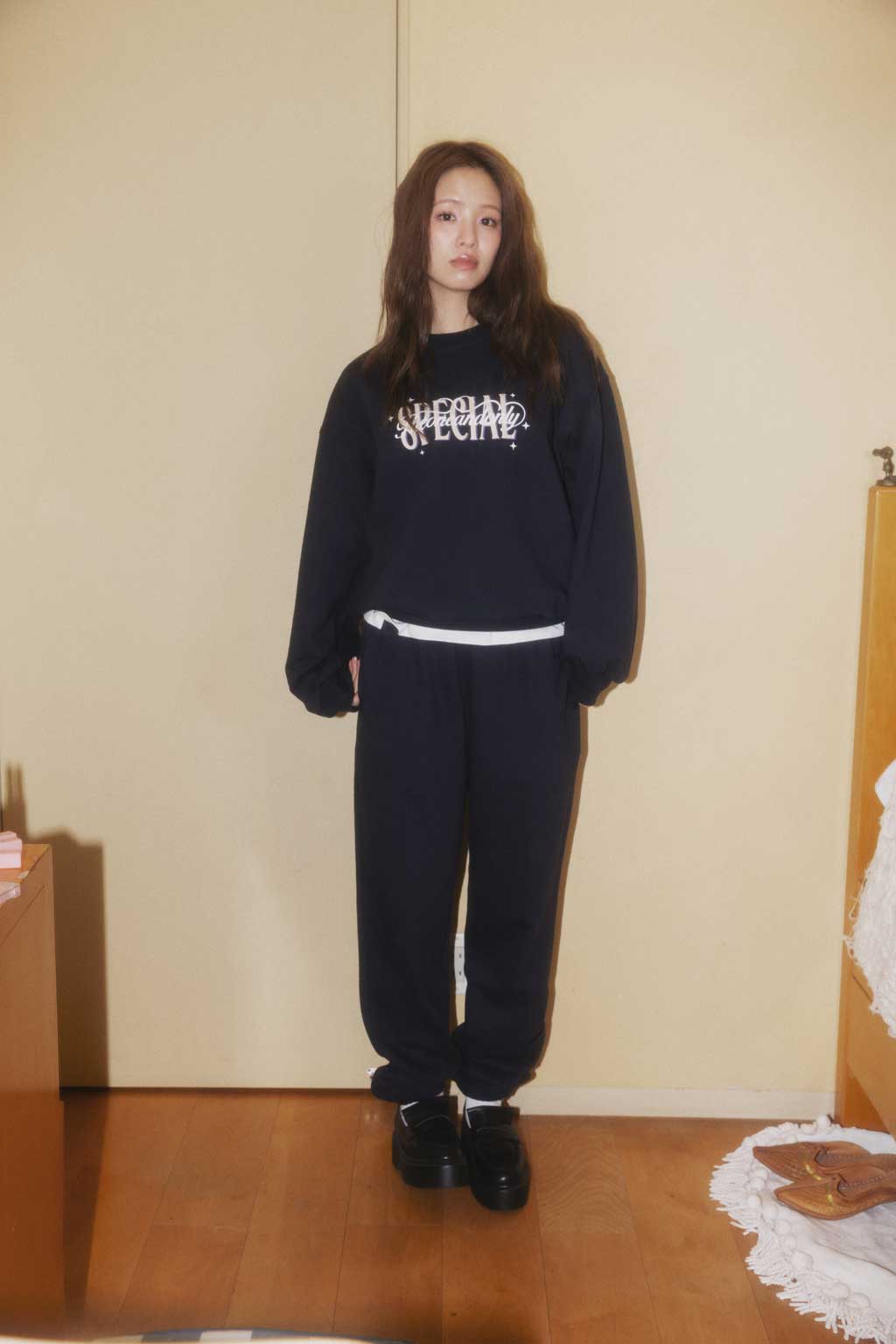 Printed Graphic Crew Neck Sweatshirt Navy