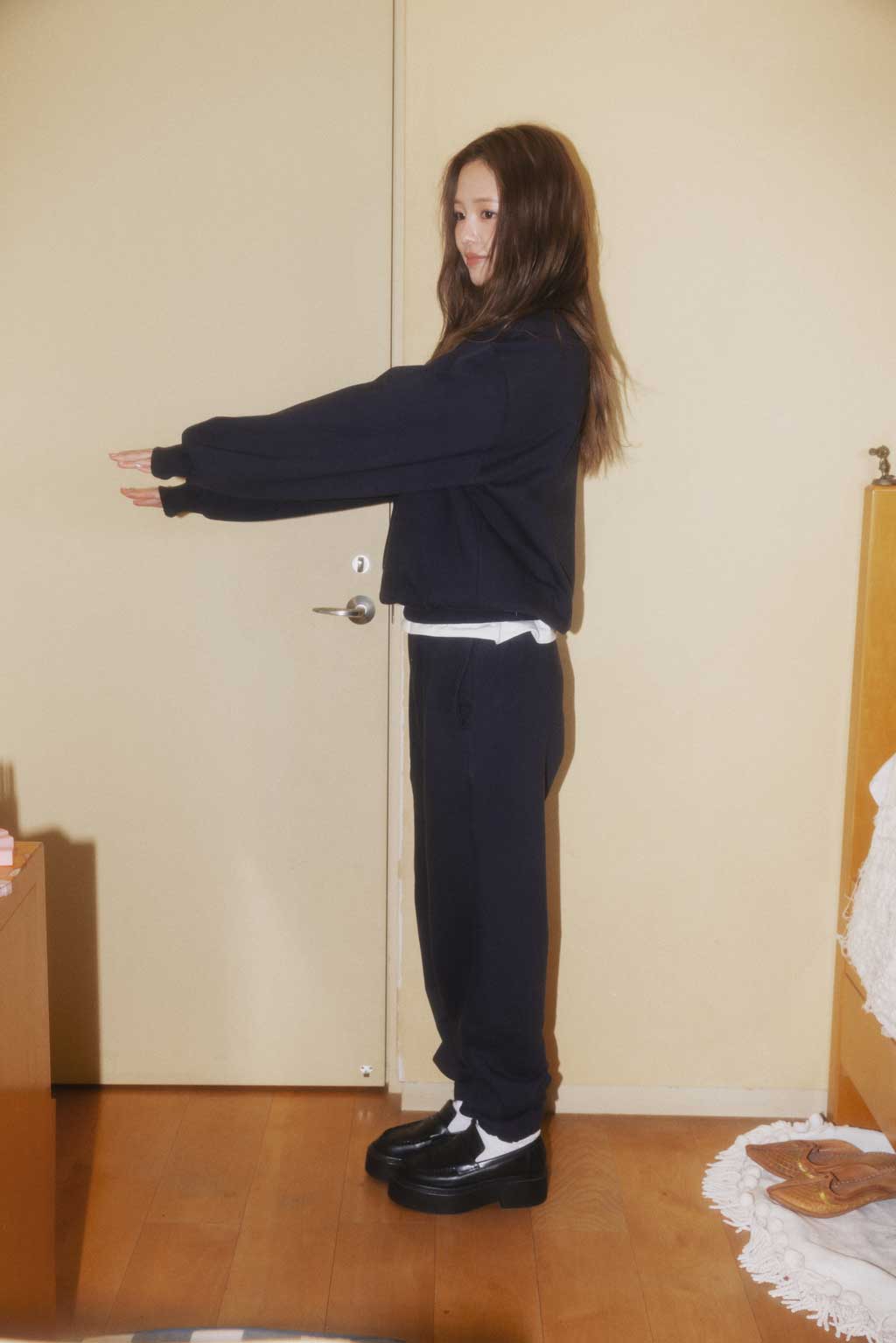 Embroidery Sweat Pants Navy