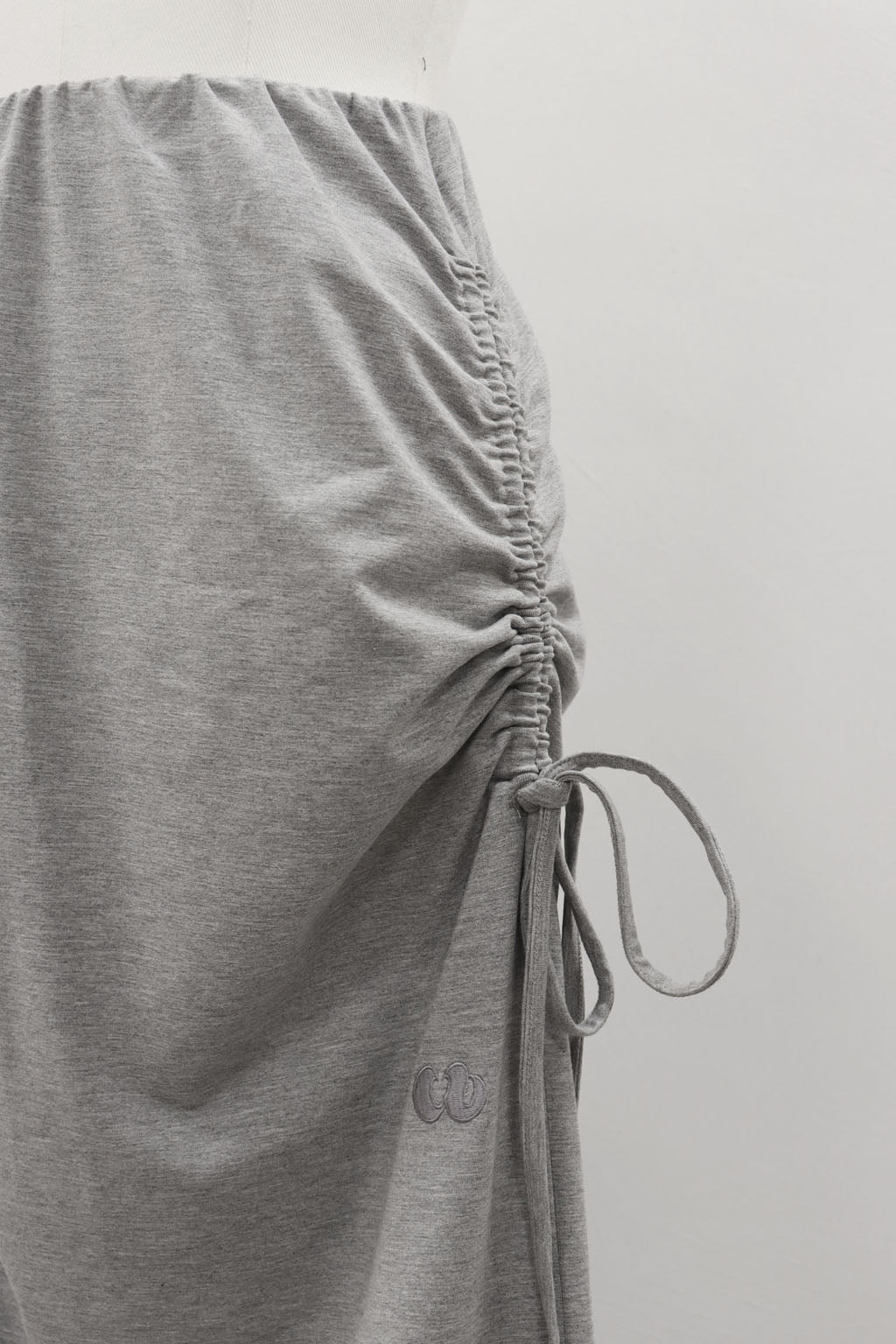 Side Drawstring Long Skirt Gray