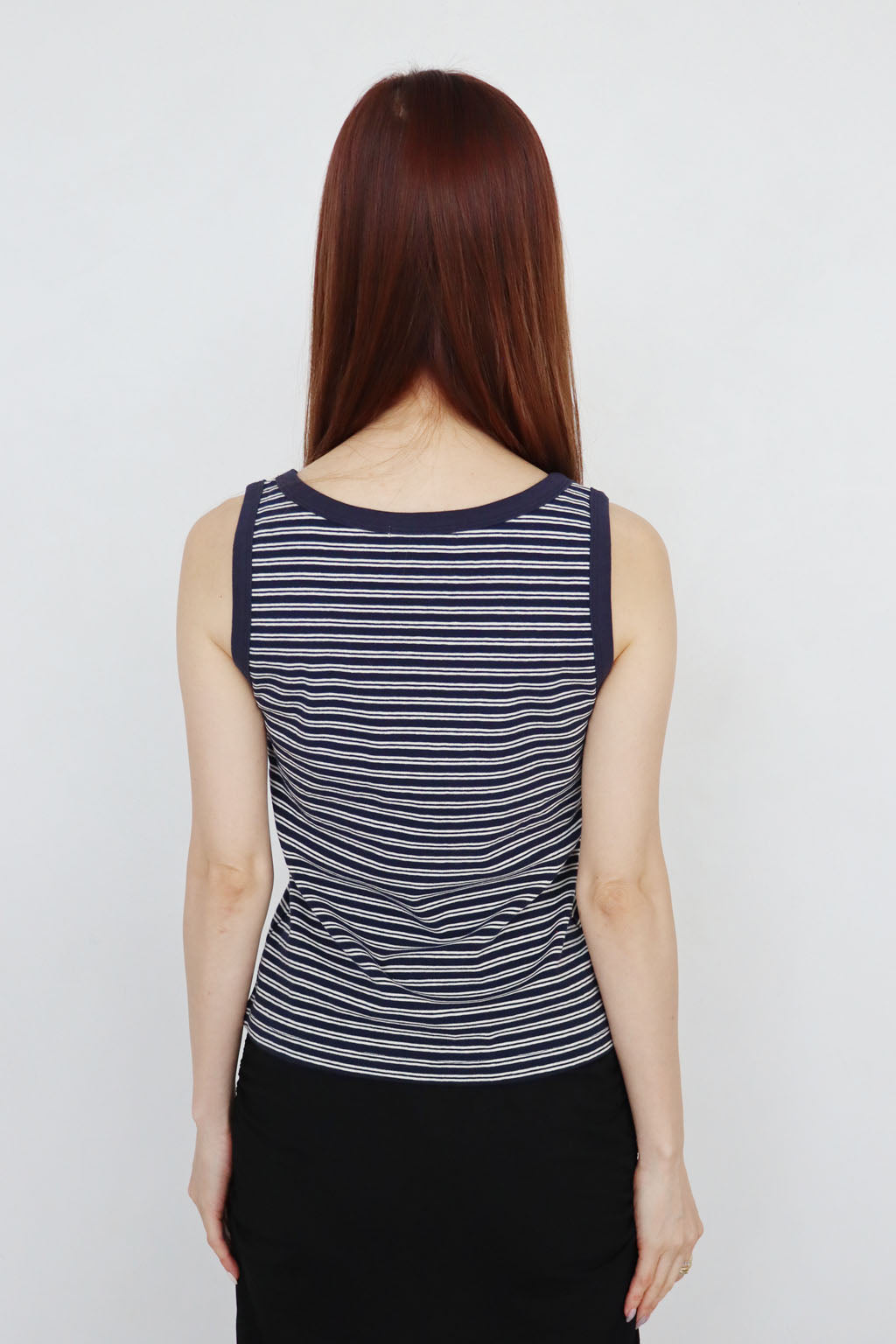 Embroidered Striped Tank Top Navy