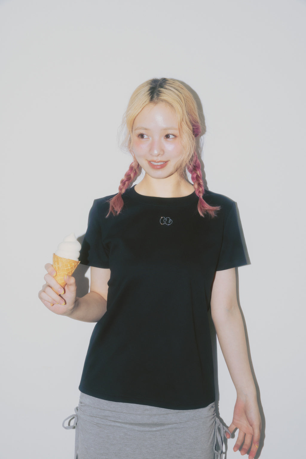 Rhinestone Logo Tee Black