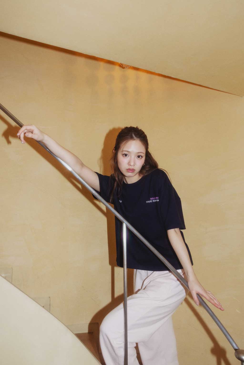 Graphic Printed Crew Neck Tee Navy