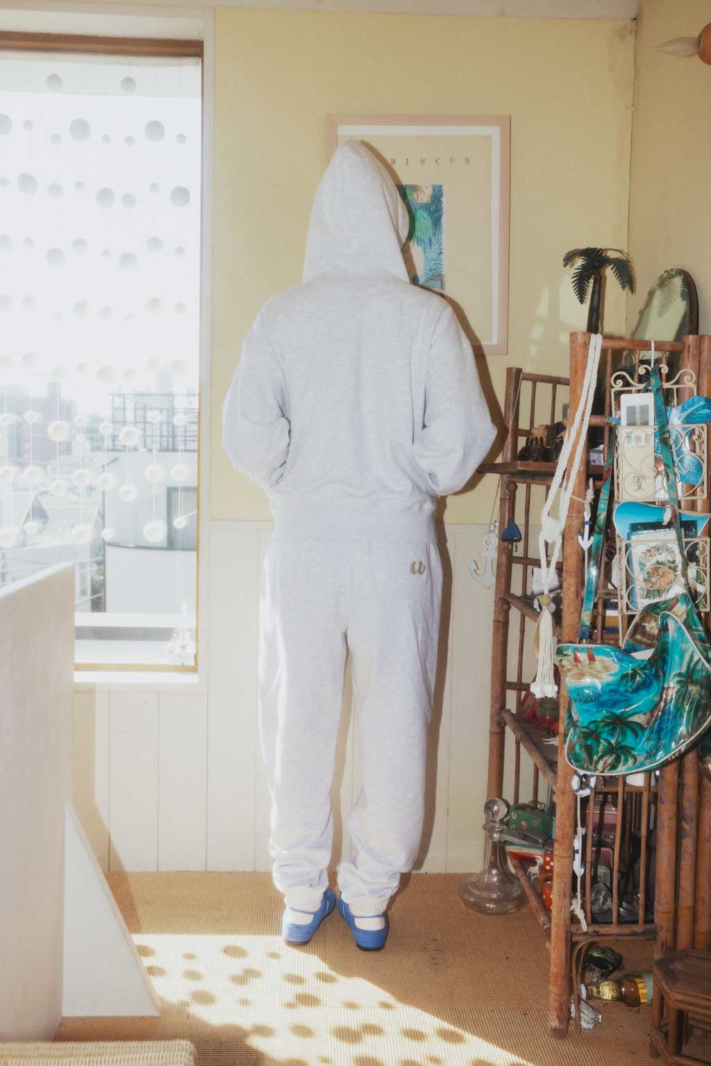 Embroidery Sweat Pants Gray