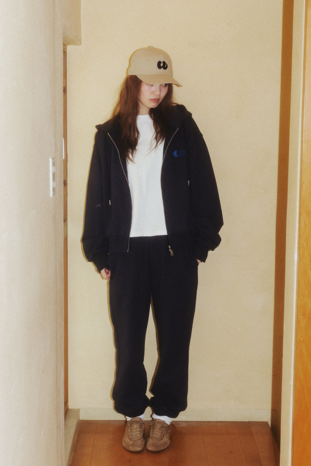 Embroidery Sweat Pants Navy