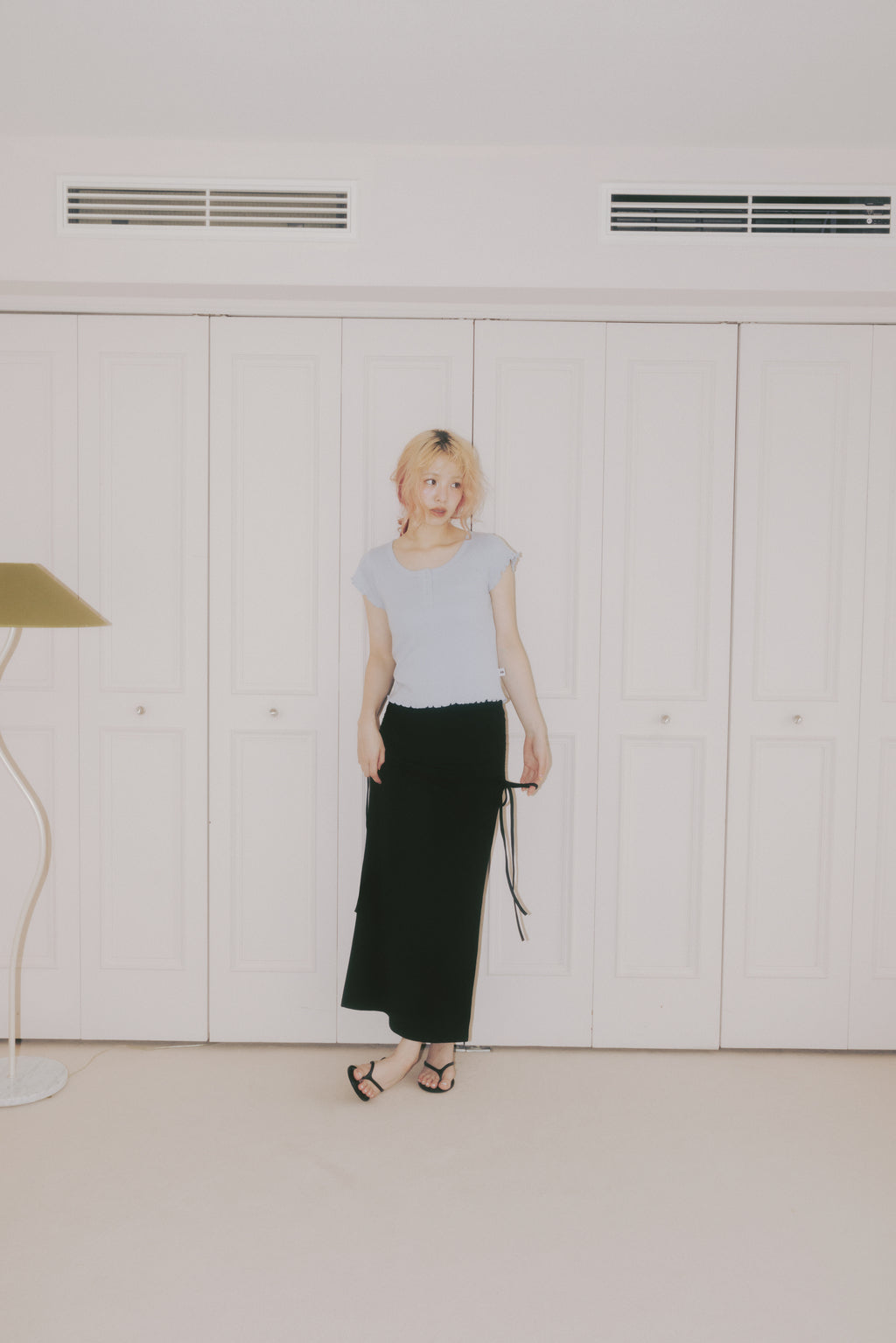 Mellow Hem Henry Neck Top Blue