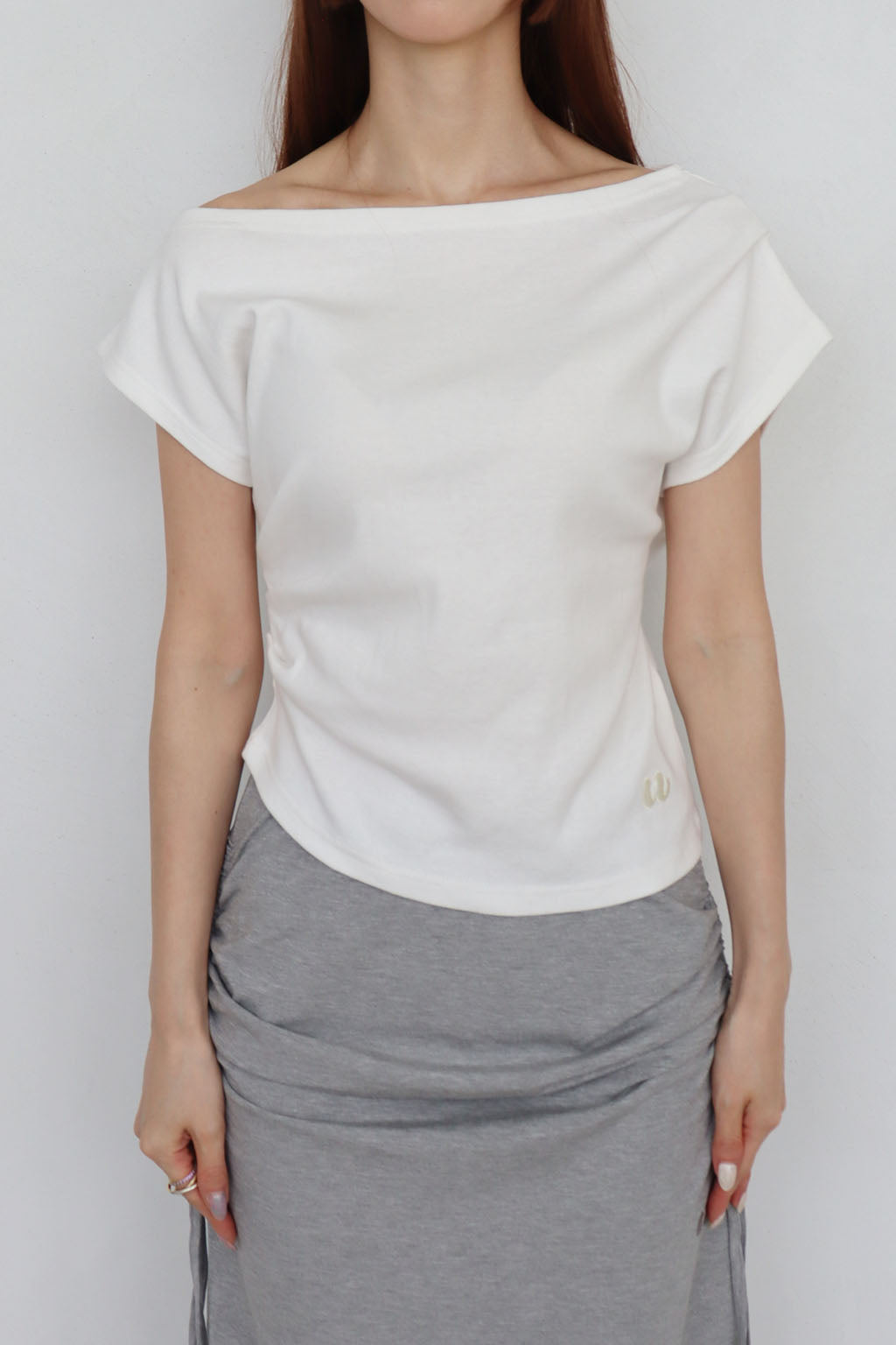 Off-Shoulder Gathered Top White