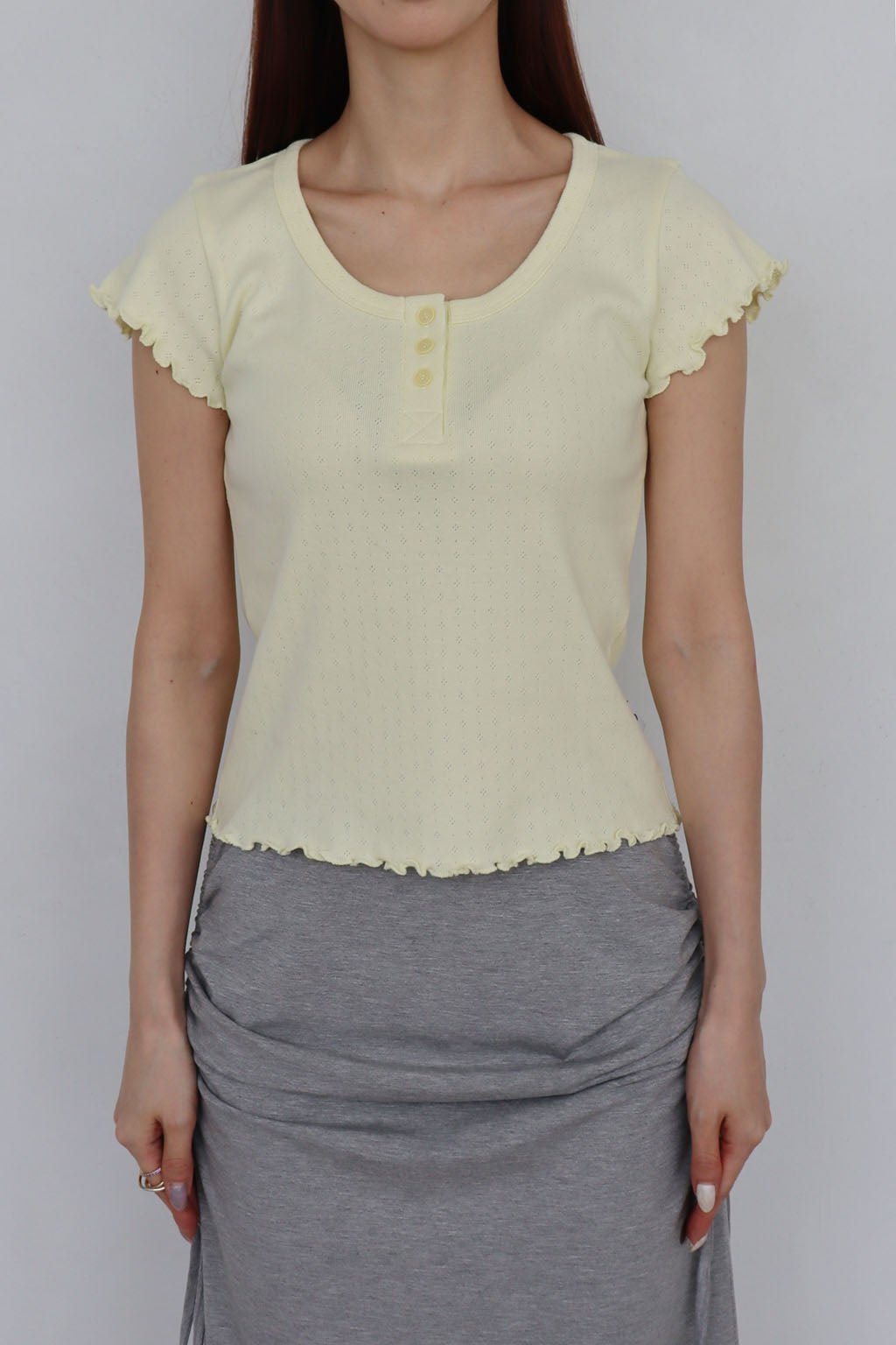 Mellow Hem Henry Neck Top Yellow