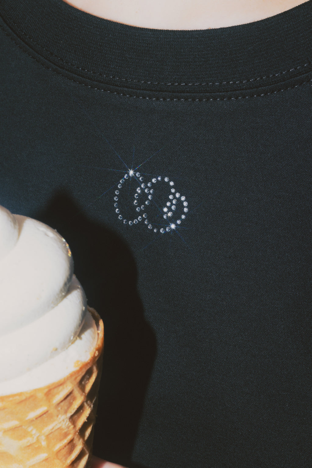 Rhinestone Logo Tee Black