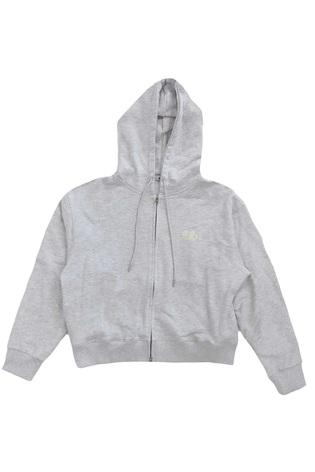 Embroidery Full Zip Hoodie Gray