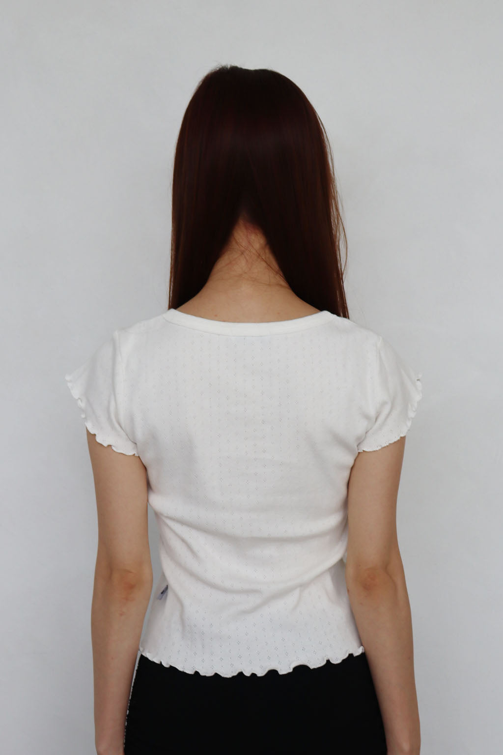 Mellow Hem Henry Neck Top White