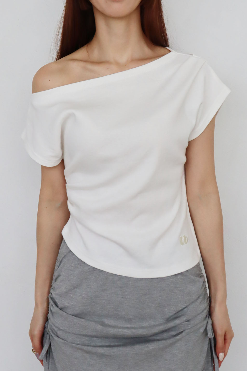 Off-Shoulder Gathered Top White