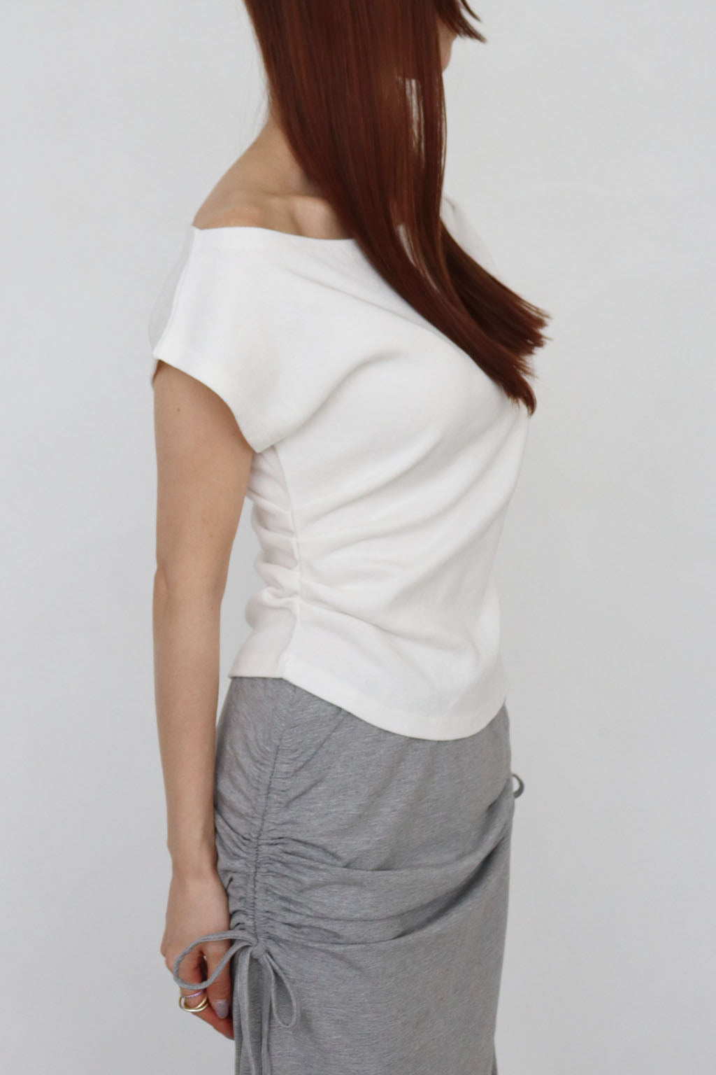 Off-Shoulder Gathered Top White