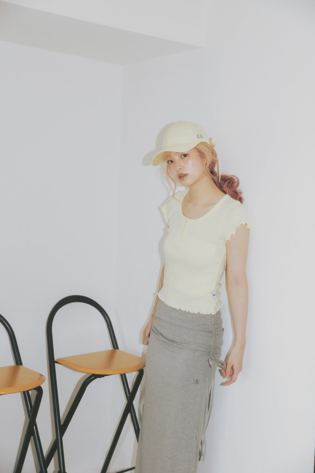 Mellow Hem Henry Neck Top Yellow