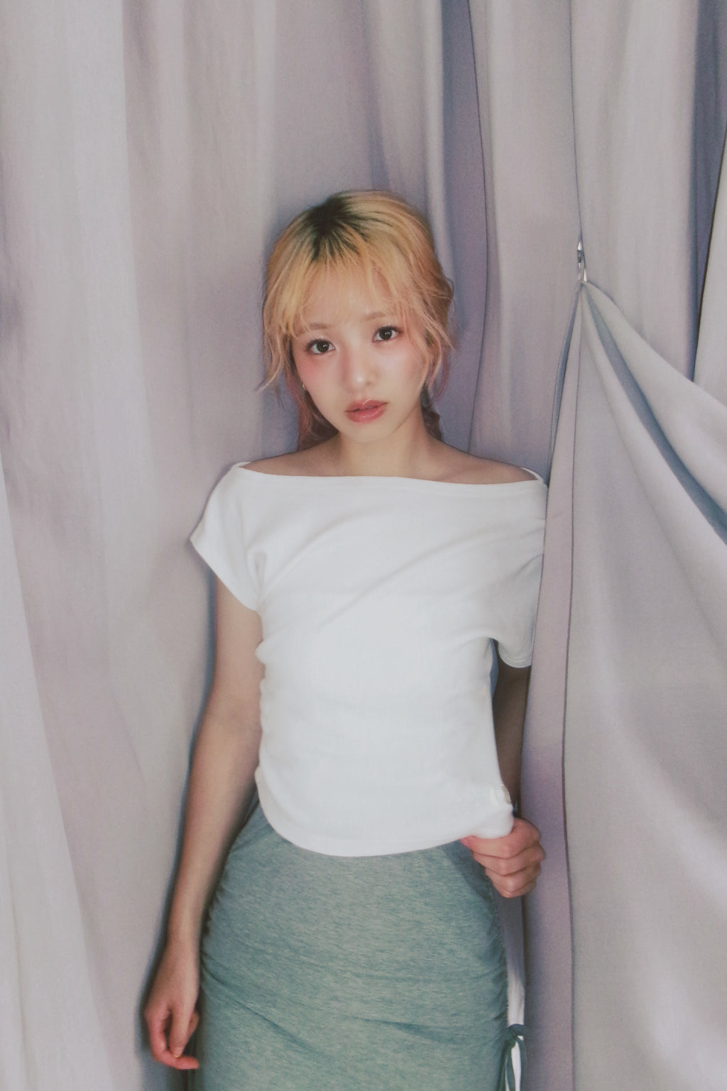 Off-Shoulder Gathered Top White