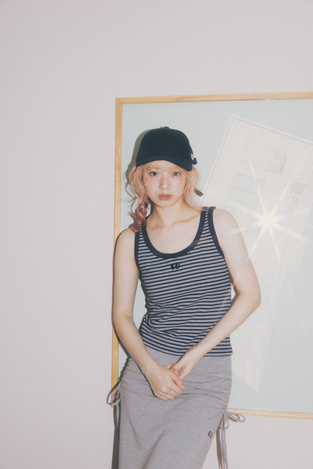 Side Logo Ribbon Cap Navy