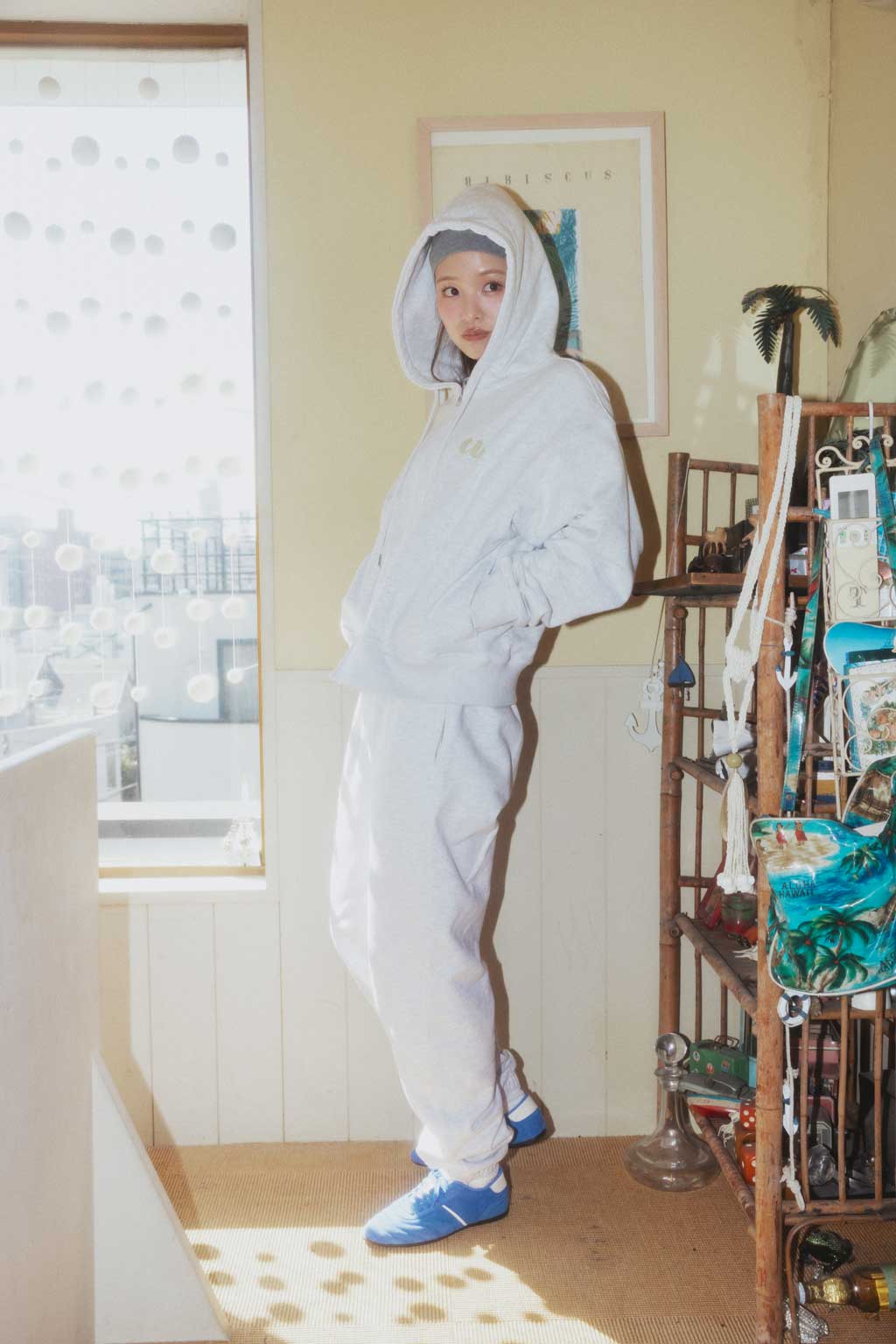 Embroidery Sweat Pants Gray