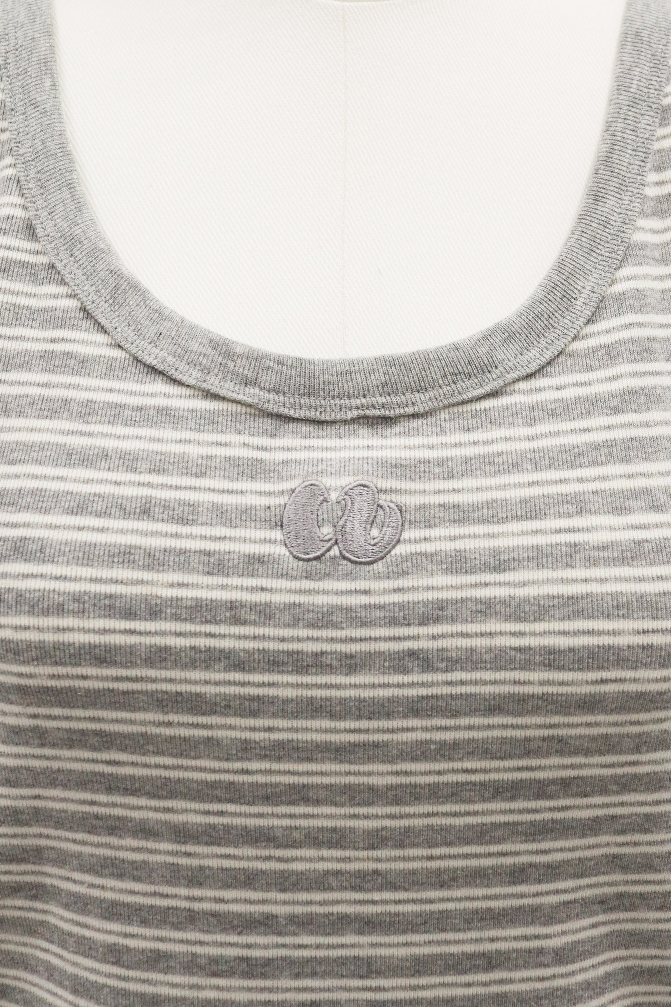 Embroidered Striped Tank Top Gray