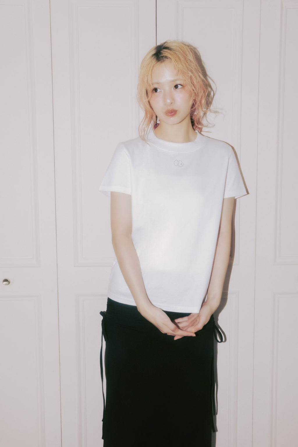 Rhinestone Logo Tee White